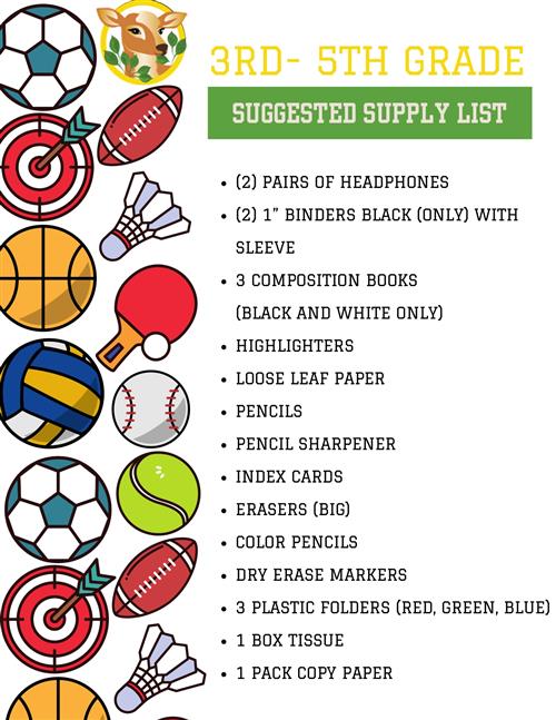 Second Grade supply school list